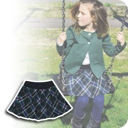 gonna scozzese con pieghe davanti e coulotte incorporata per divise scolastiche femminili